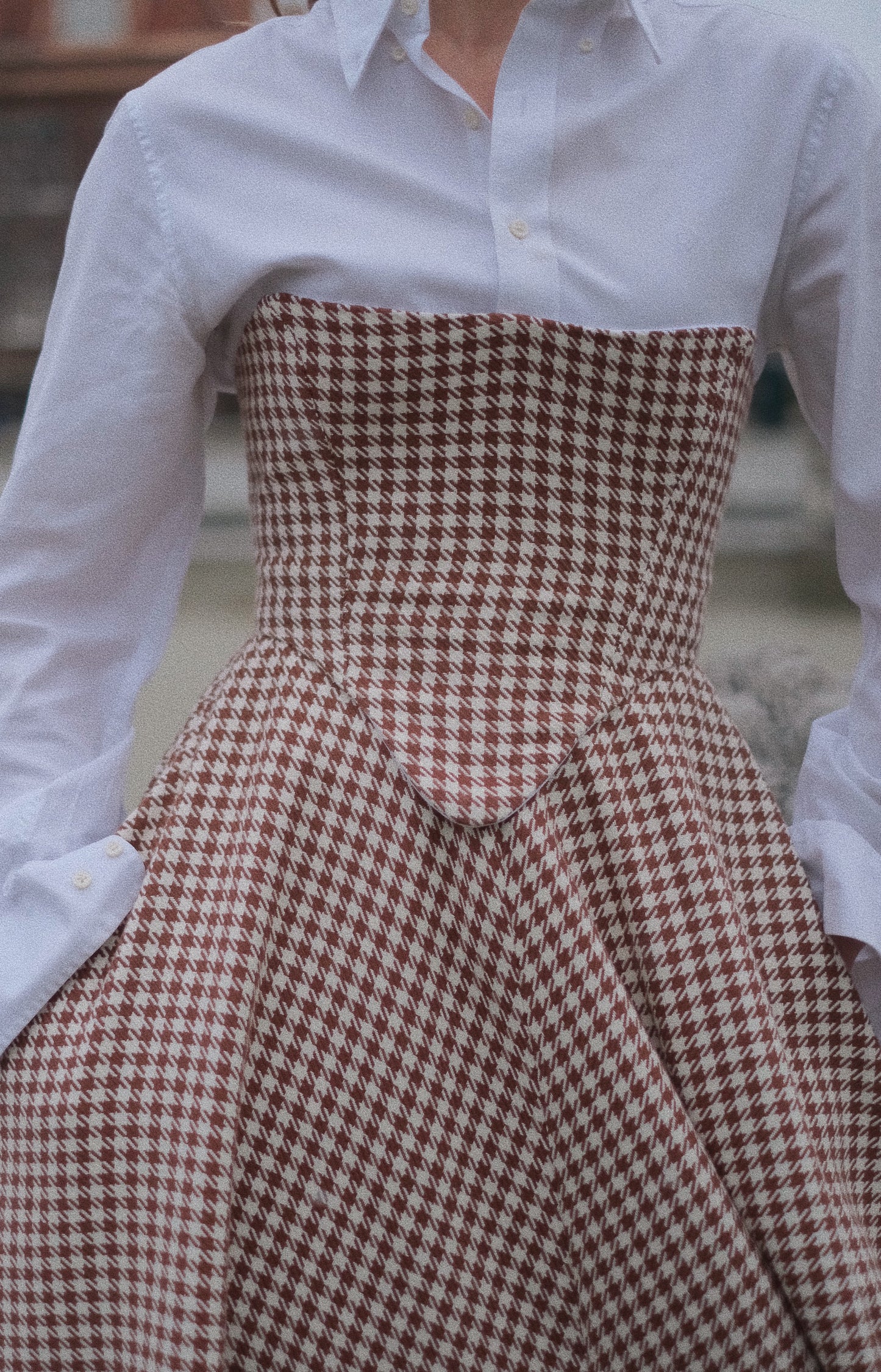 Rester fra Houndstooth Brun/Hvit
