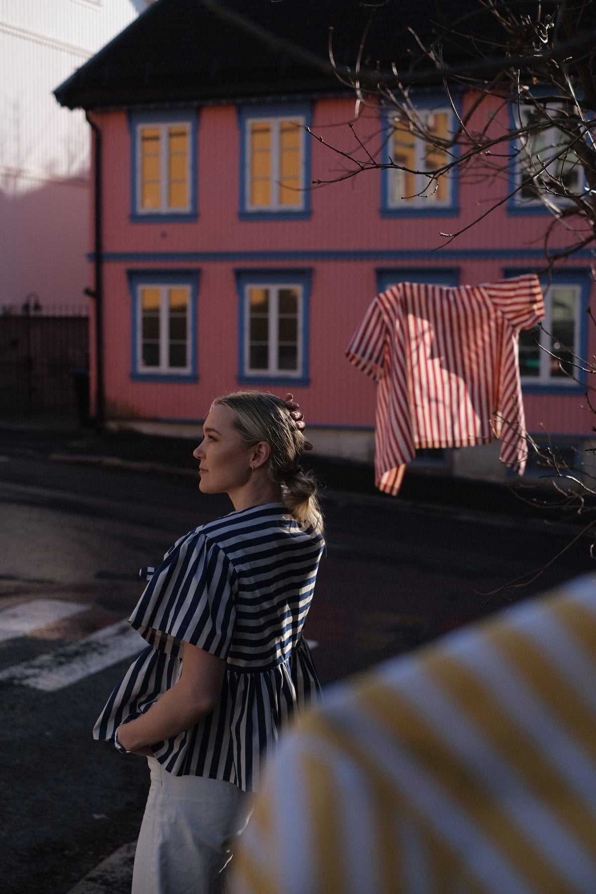 Sandvika Rio blå / krem striper