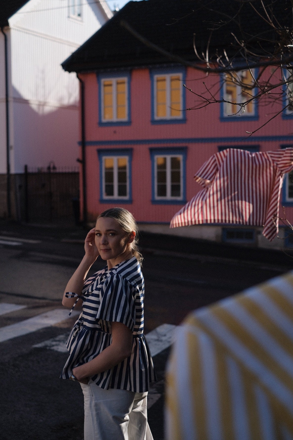 Sandvika Rio blå / krem striper