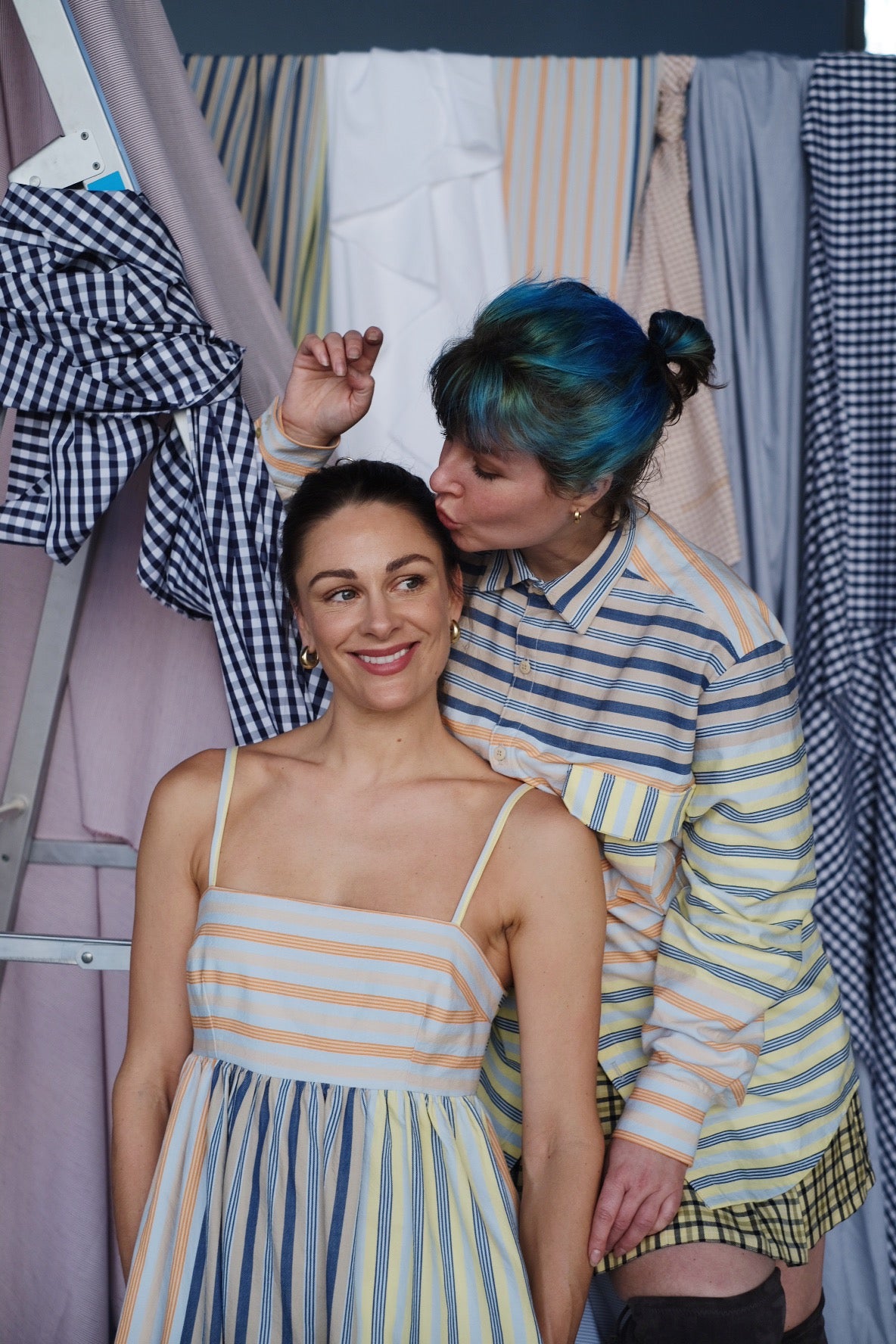 Gingham Cotton Poplin blå / hvit