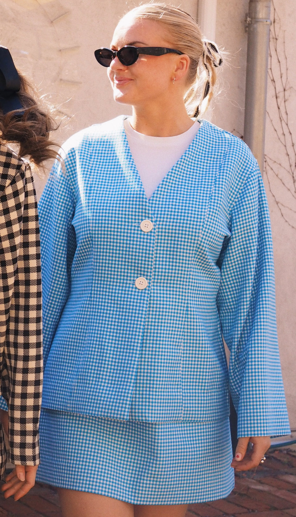 Cæmper som blazer med blå ruter
