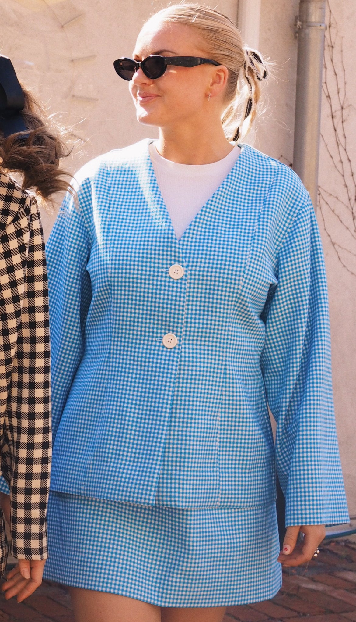 Cæmper som blazer med blå ruter