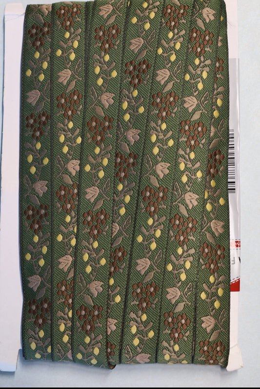 Koftebånd/Jaquard, 20 mm Grønn