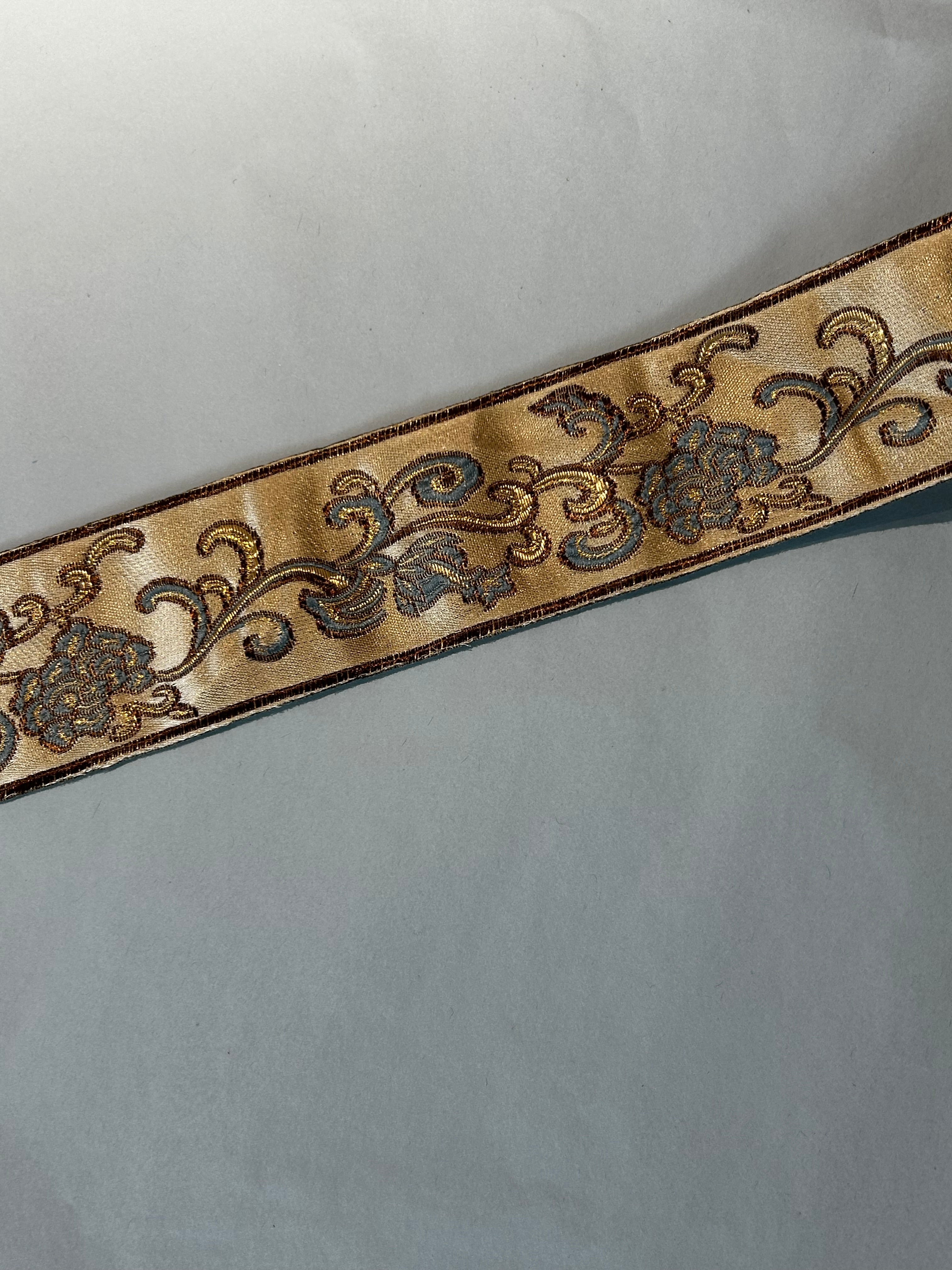 Jacquardbånd 60 mm Beige/Blå