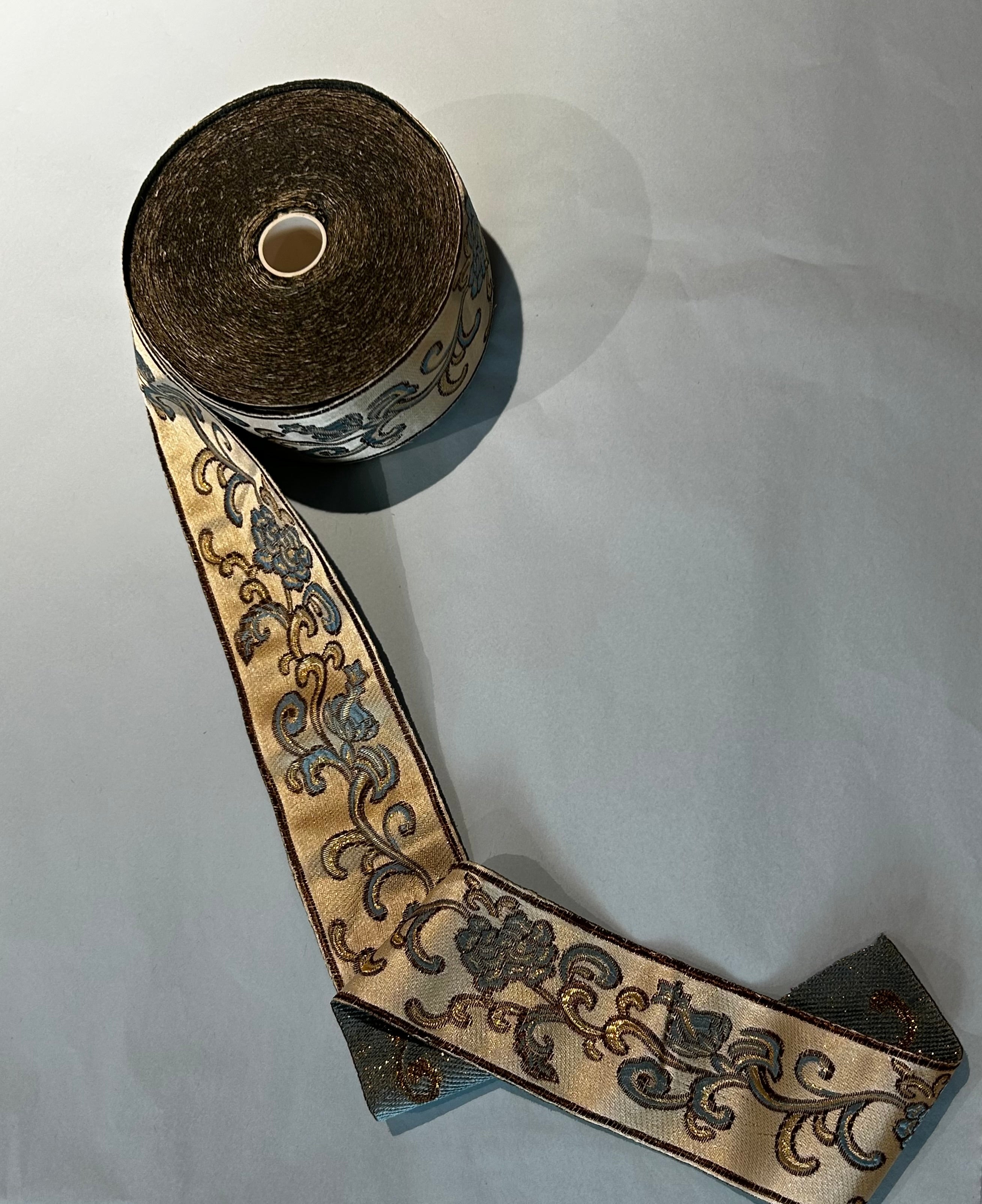 Jacquardbånd 60 mm Beige/Blå