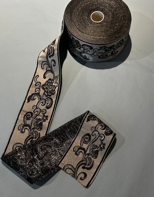 Jacquardbånd 60 mm Grå/Sort