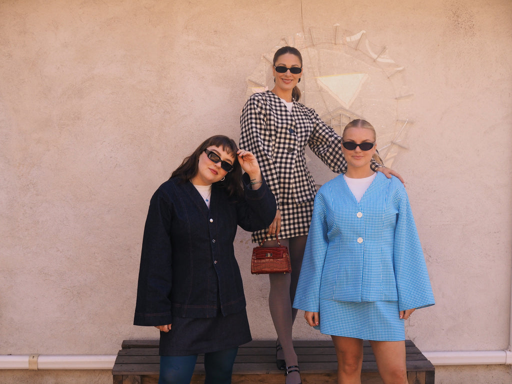 Cæmper som blazer med blå ruter