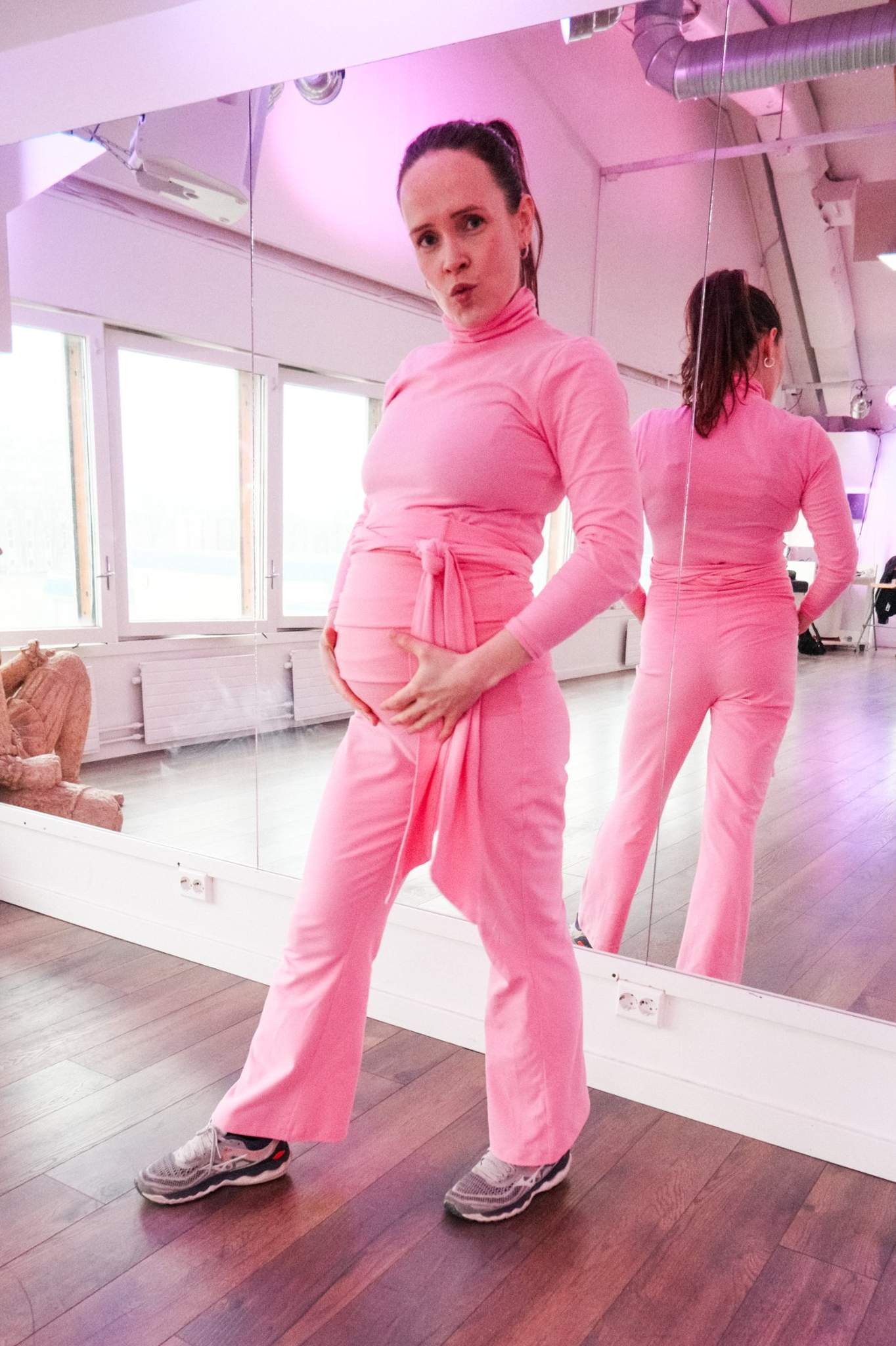 Slengbukse gravidhack sypakke - Rosa jersey