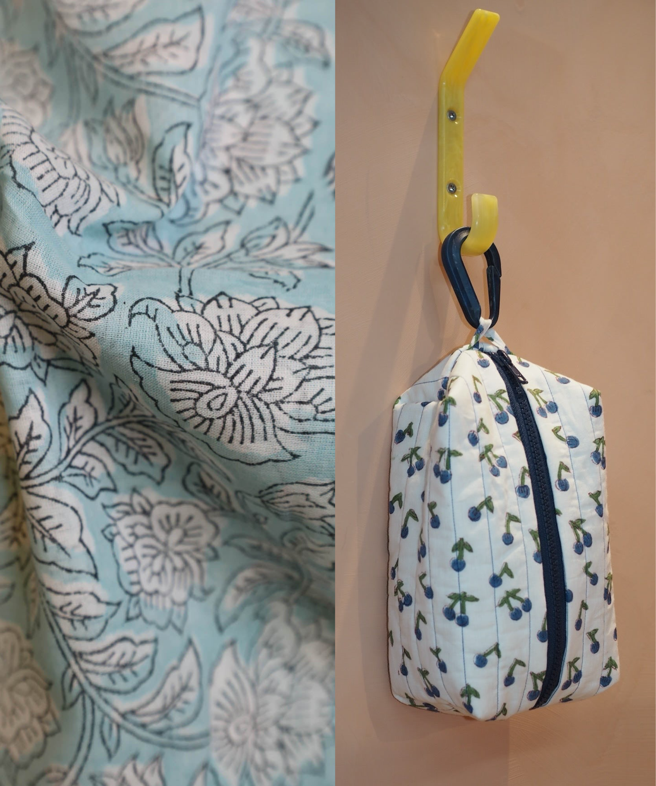 Toalettmappe sypakke - Skumringsros m/ turkis krok