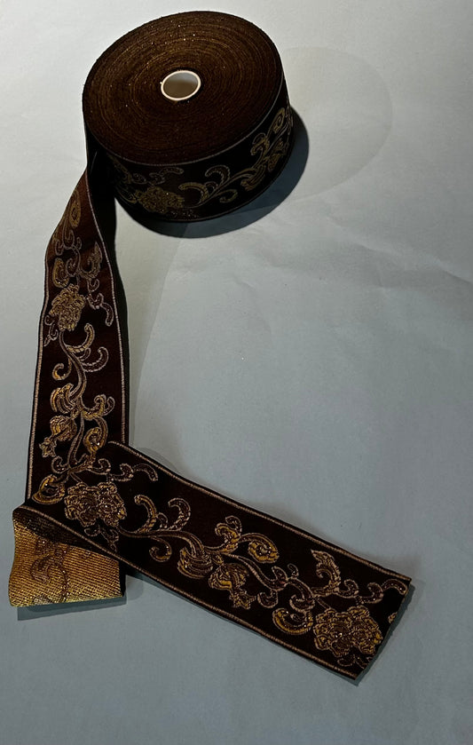 Jacquardbånd 60 mm Brun/Gull