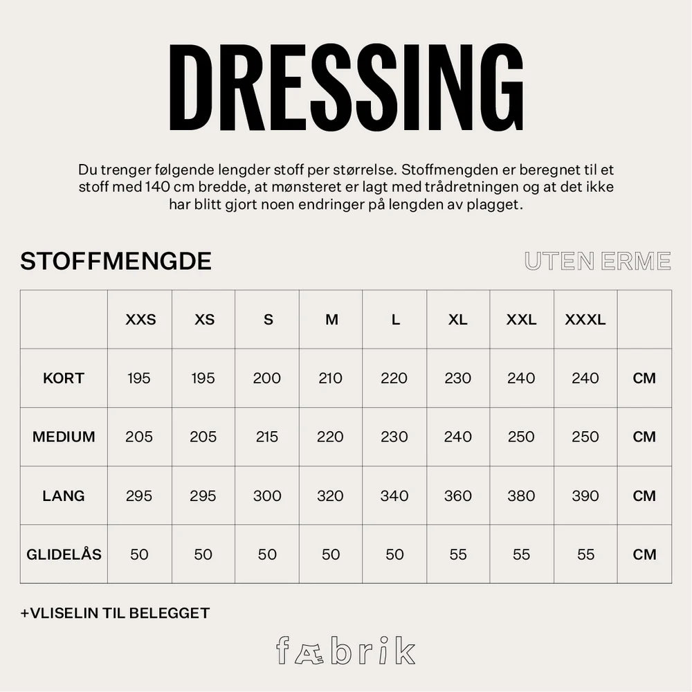 Lang dressing uten ermer med rund hals