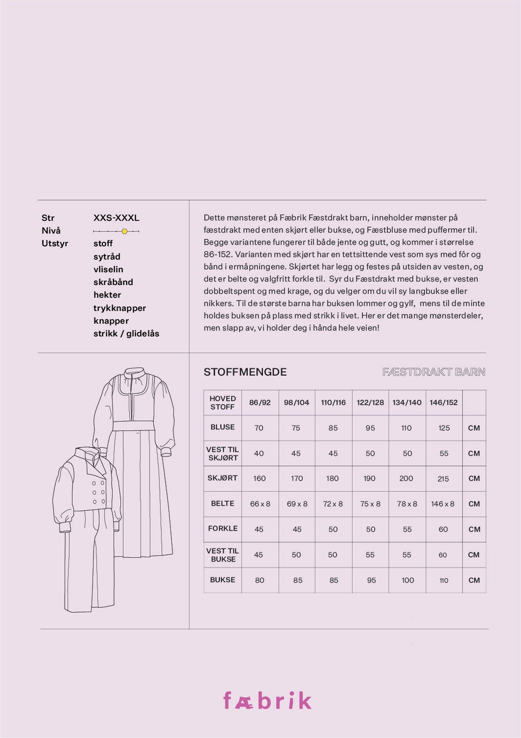 Fæstdrakt barn - Fysisk mønster