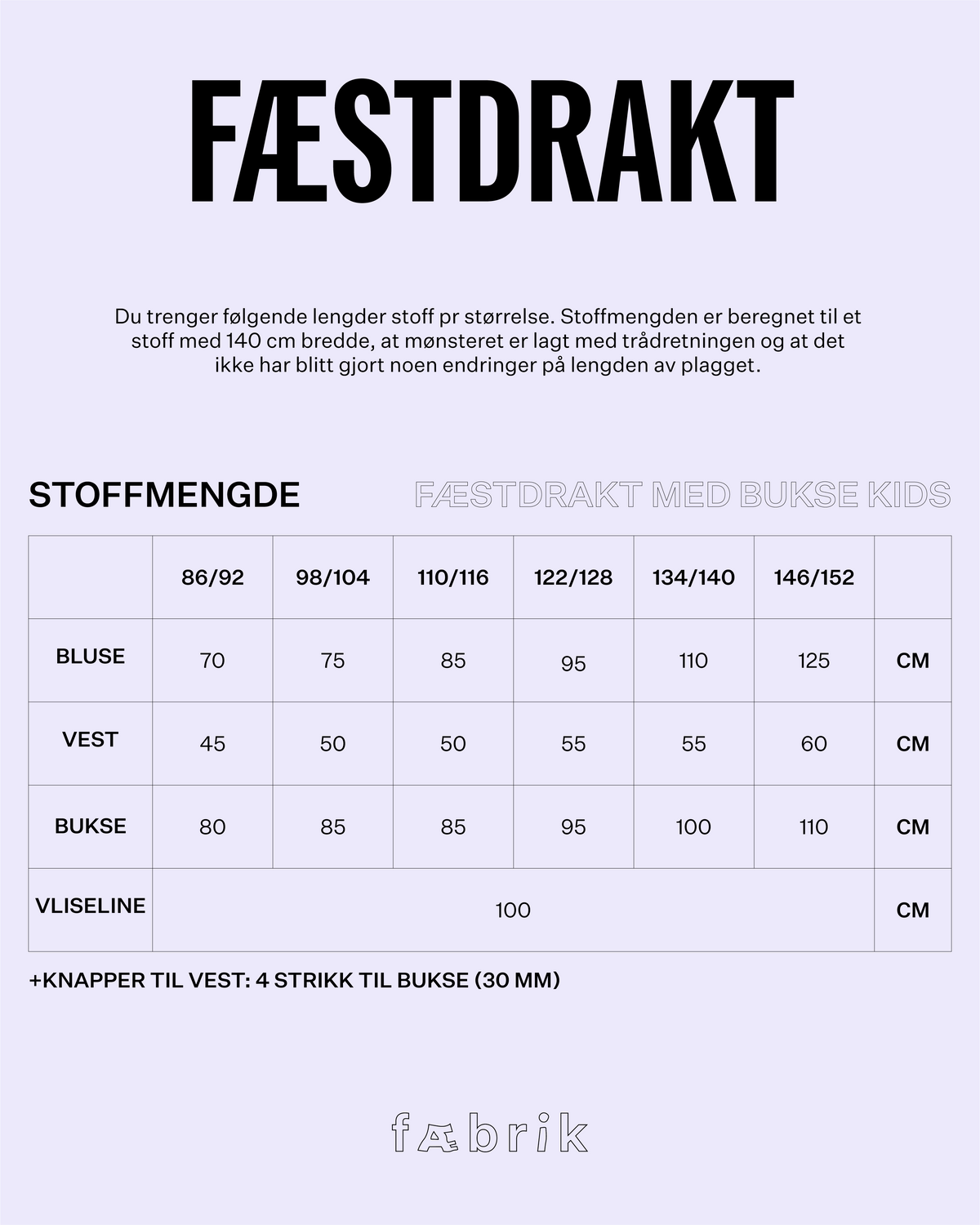 Fæstdrakt til Barn med bukse - digitalt mønster