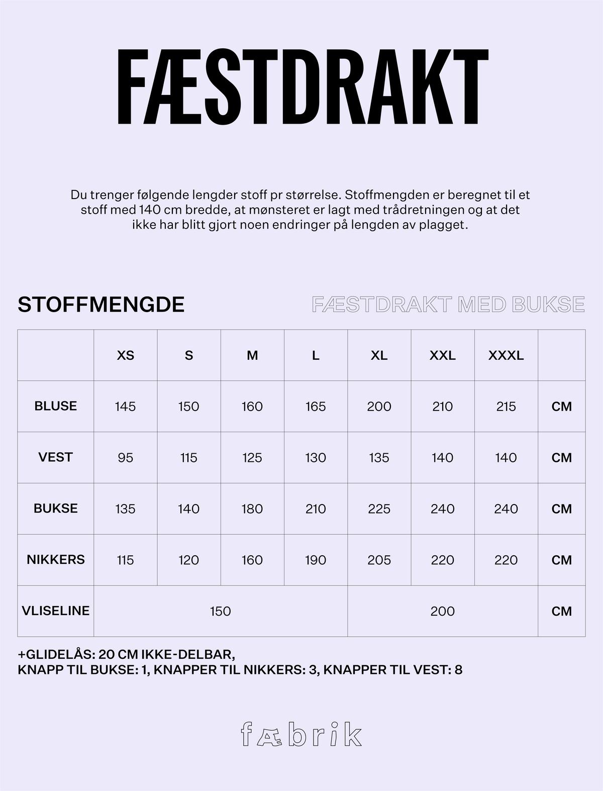 Fæstdrakt herre - Fysisk mønster