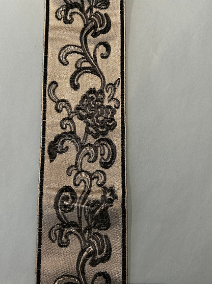 Jacquardbånd 60 mm Grå/Sort