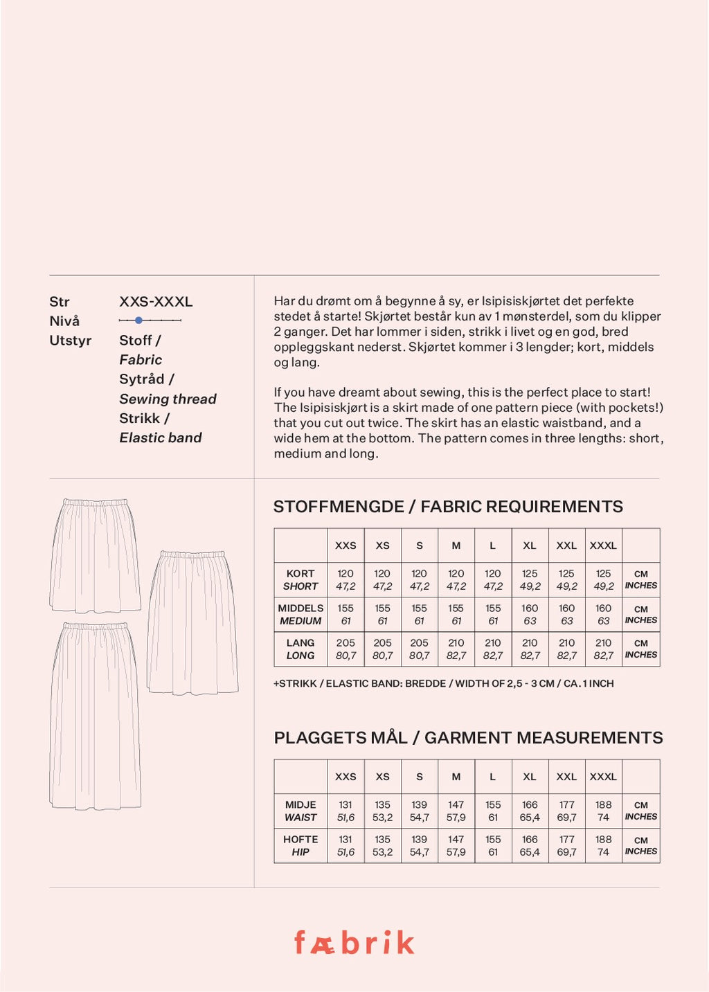 Isipisiskjørt - Fysisk mønster