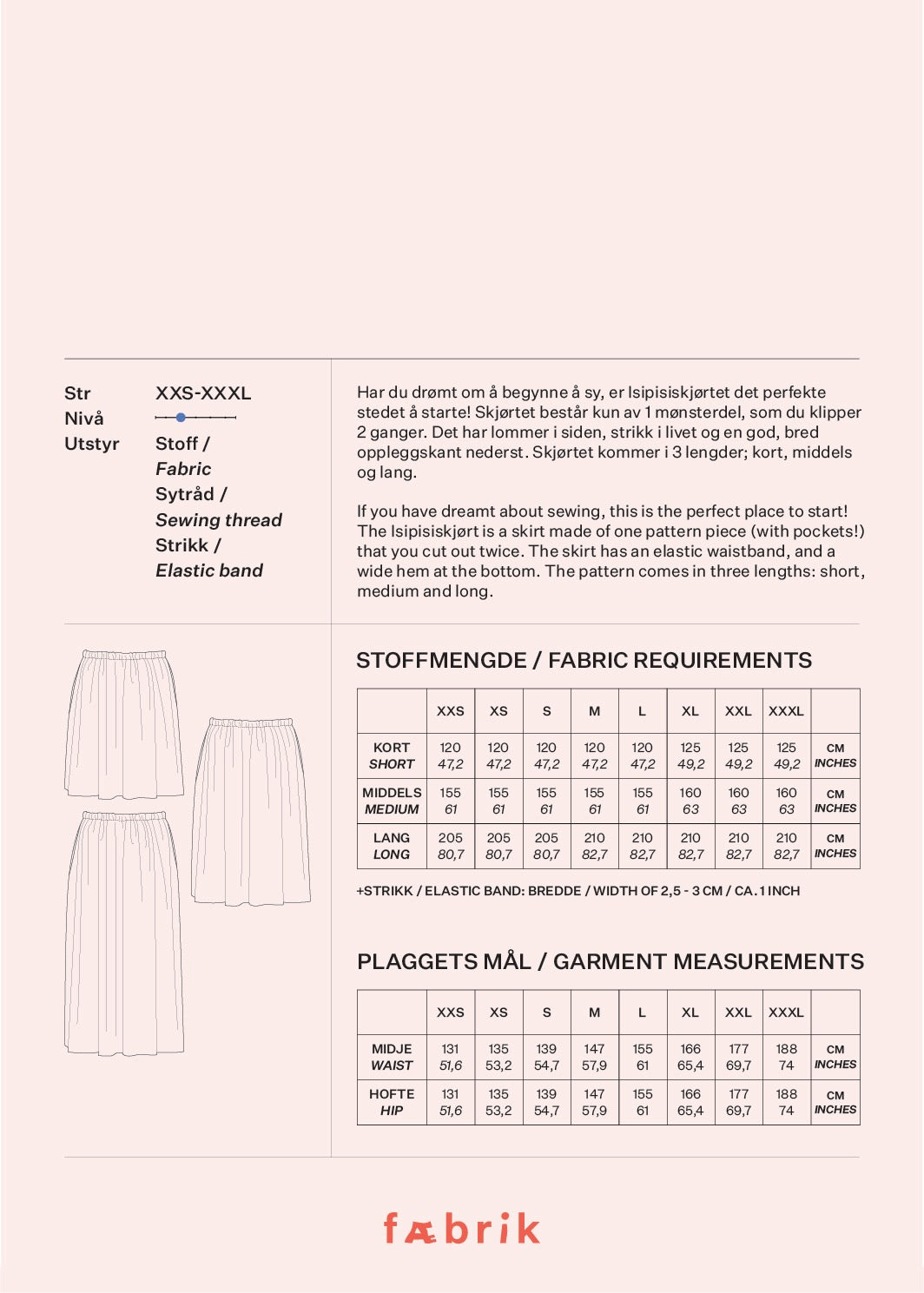 Isipisiskjørt - Fysisk mønster