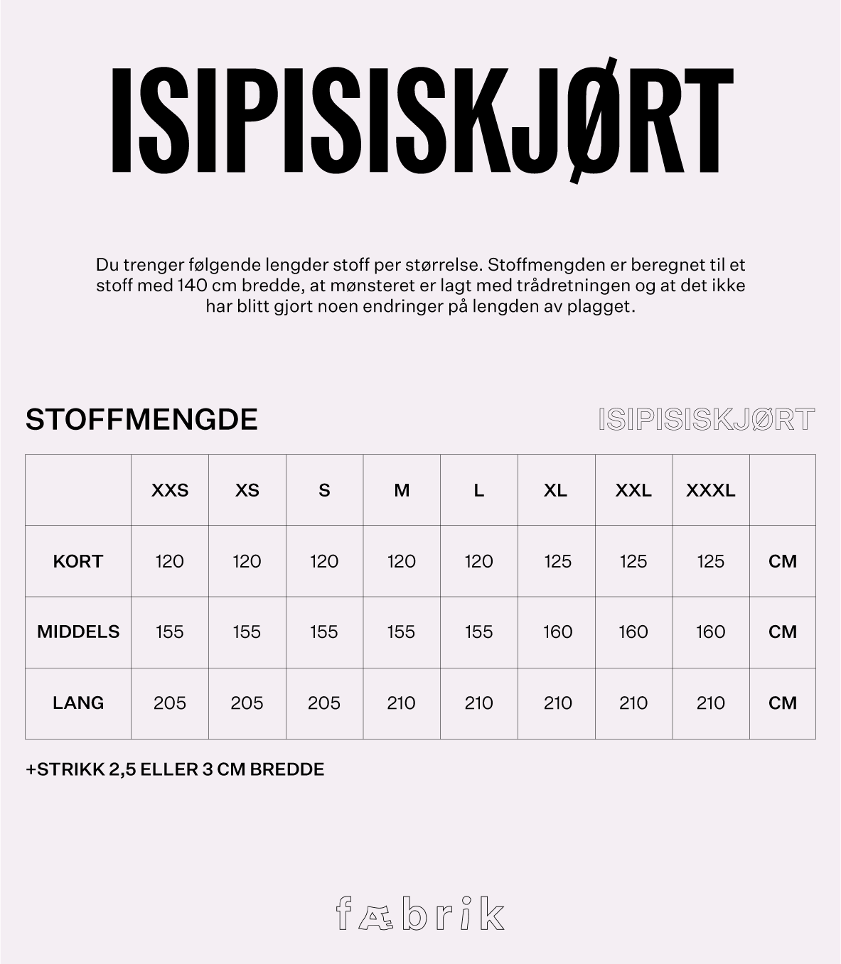 Isipisiskjørt - Fysisk mønster