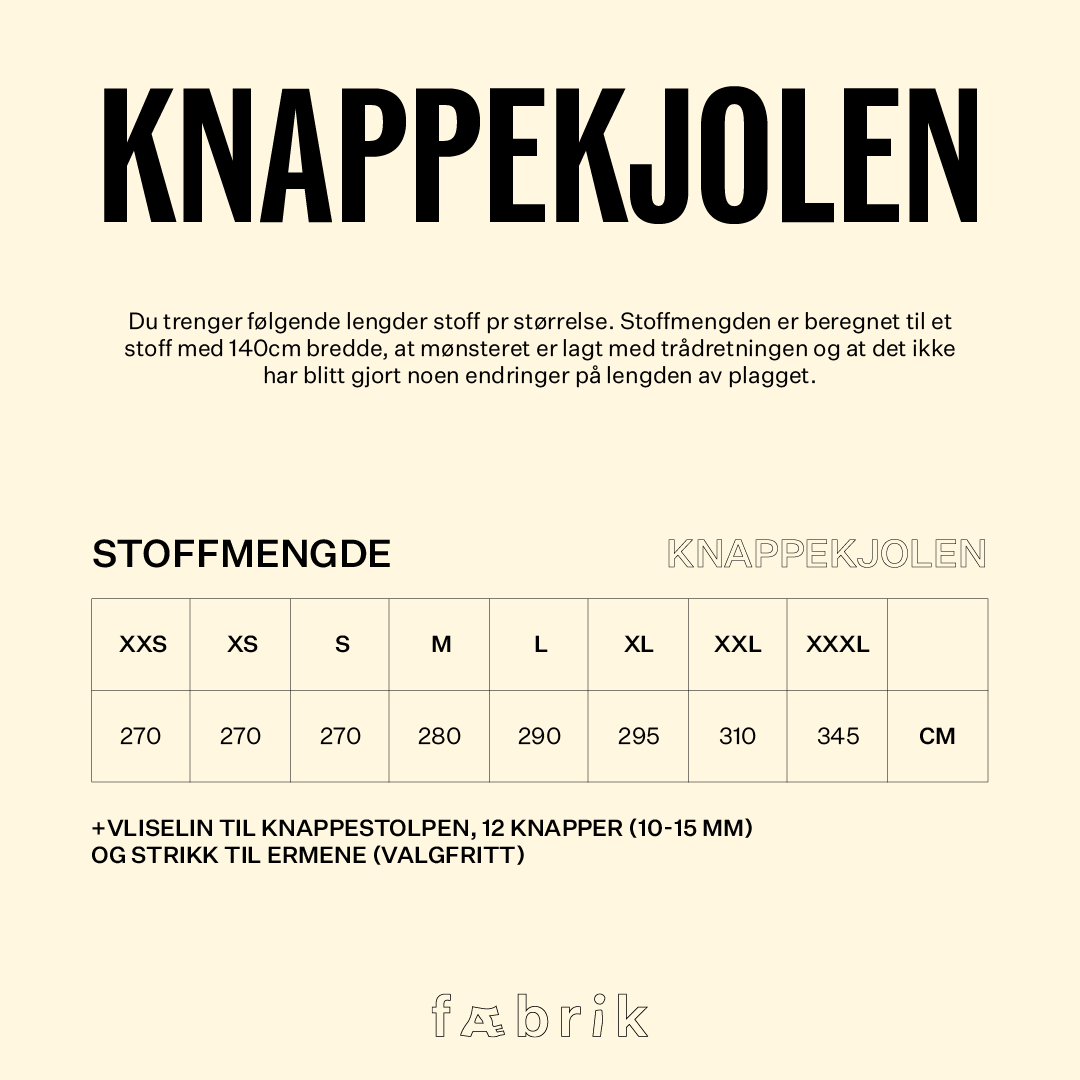 Knappekjolen uten rynkekappe