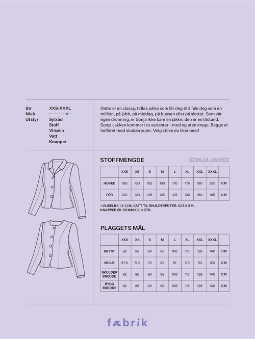 Sonja Jakke - Fysisk mønster