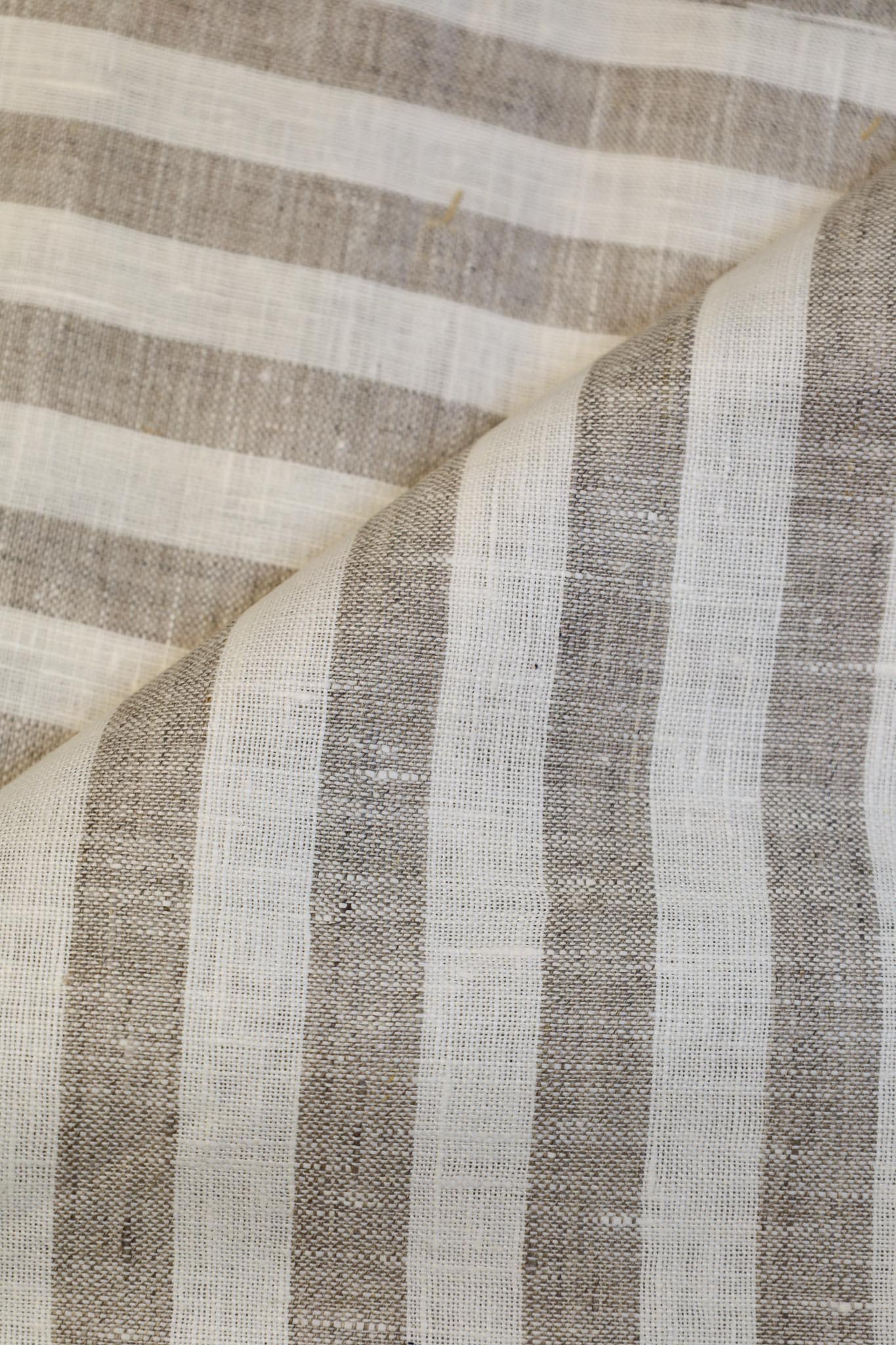 Sandra Hvit/Beige Stripet Lin