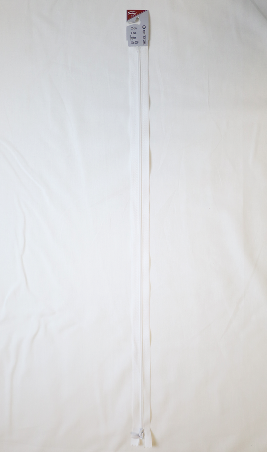 Glidelås 55 cm hvit