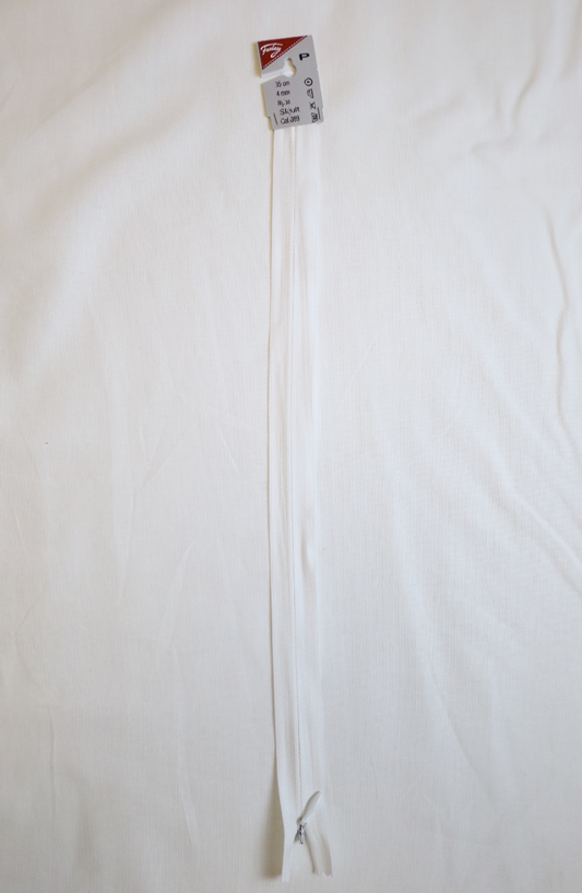 Usynlig glidelås hvit 35 cm