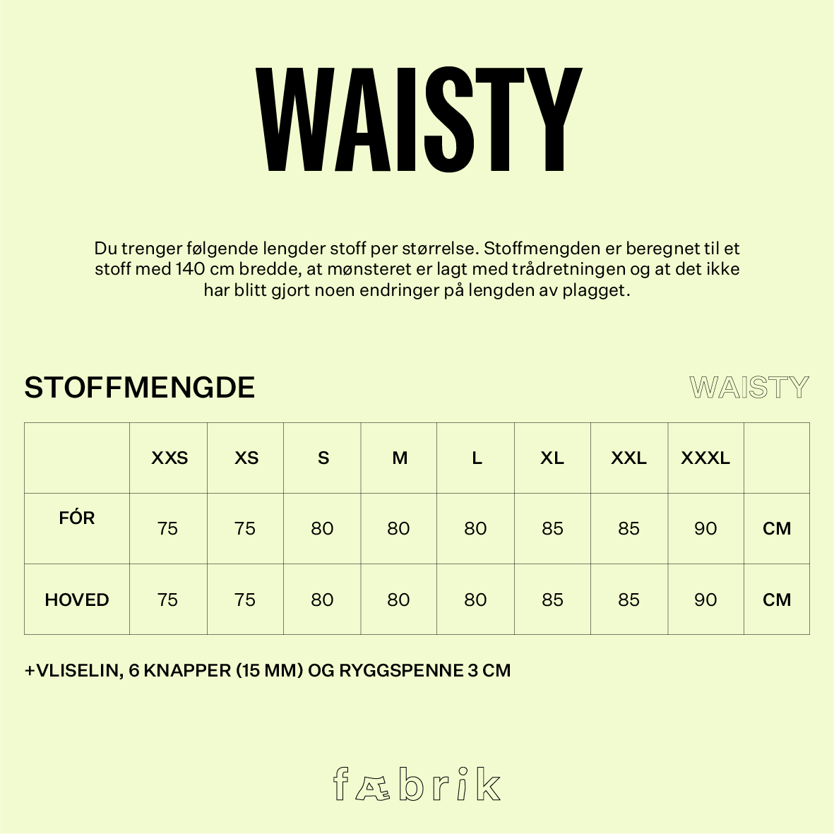 Waisty - Fysisk Mønster