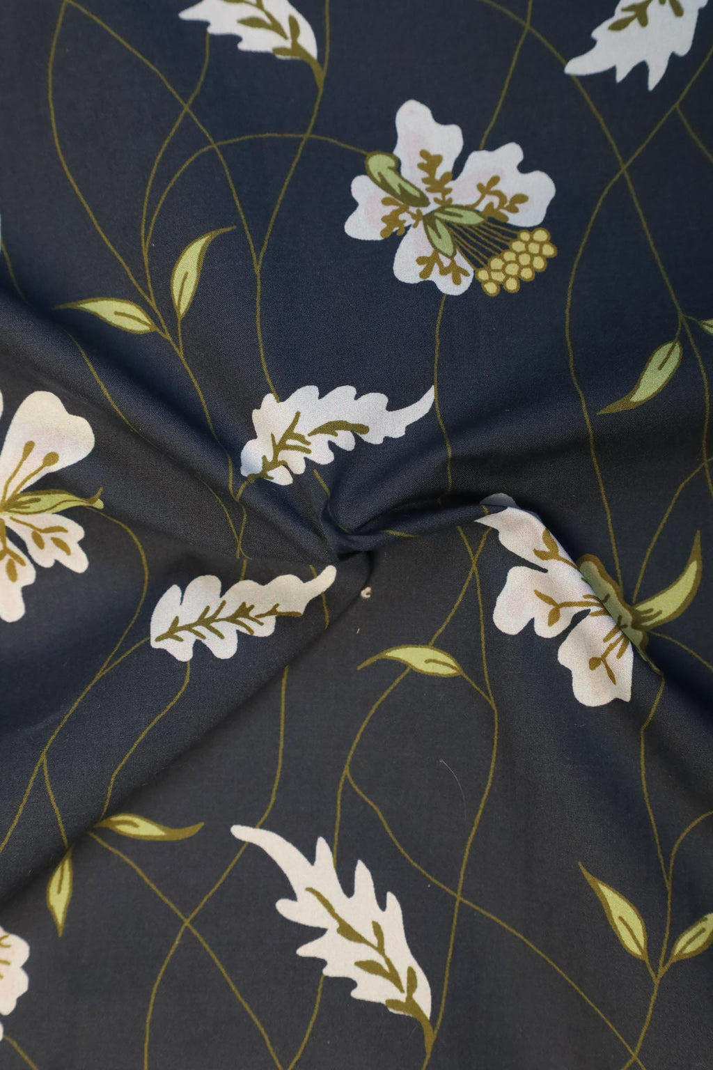 byTimo - 765 Mørk Blå Poplin store blomster