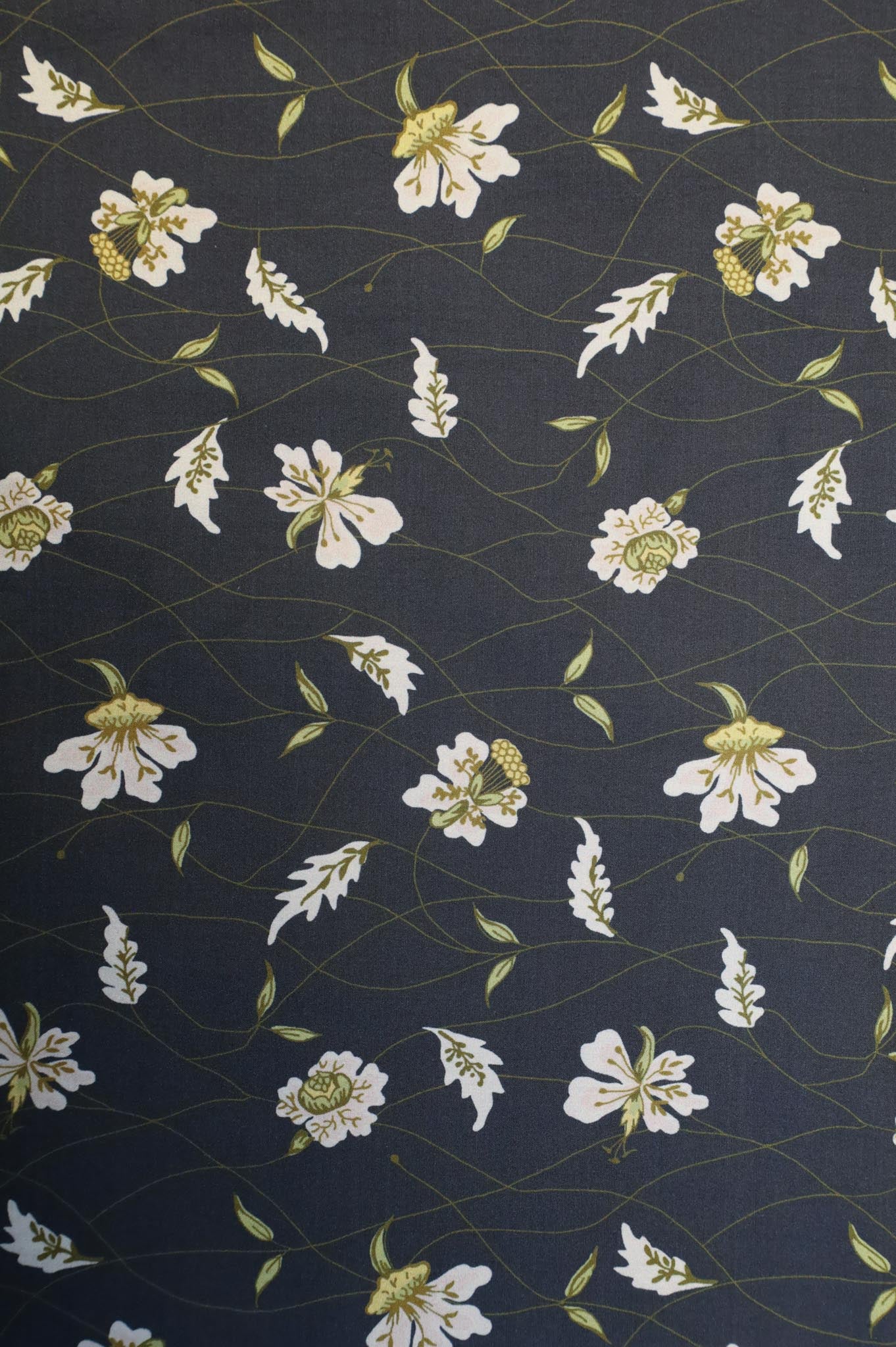 byTimo - 764 Mørk Blå Poplin små blomster