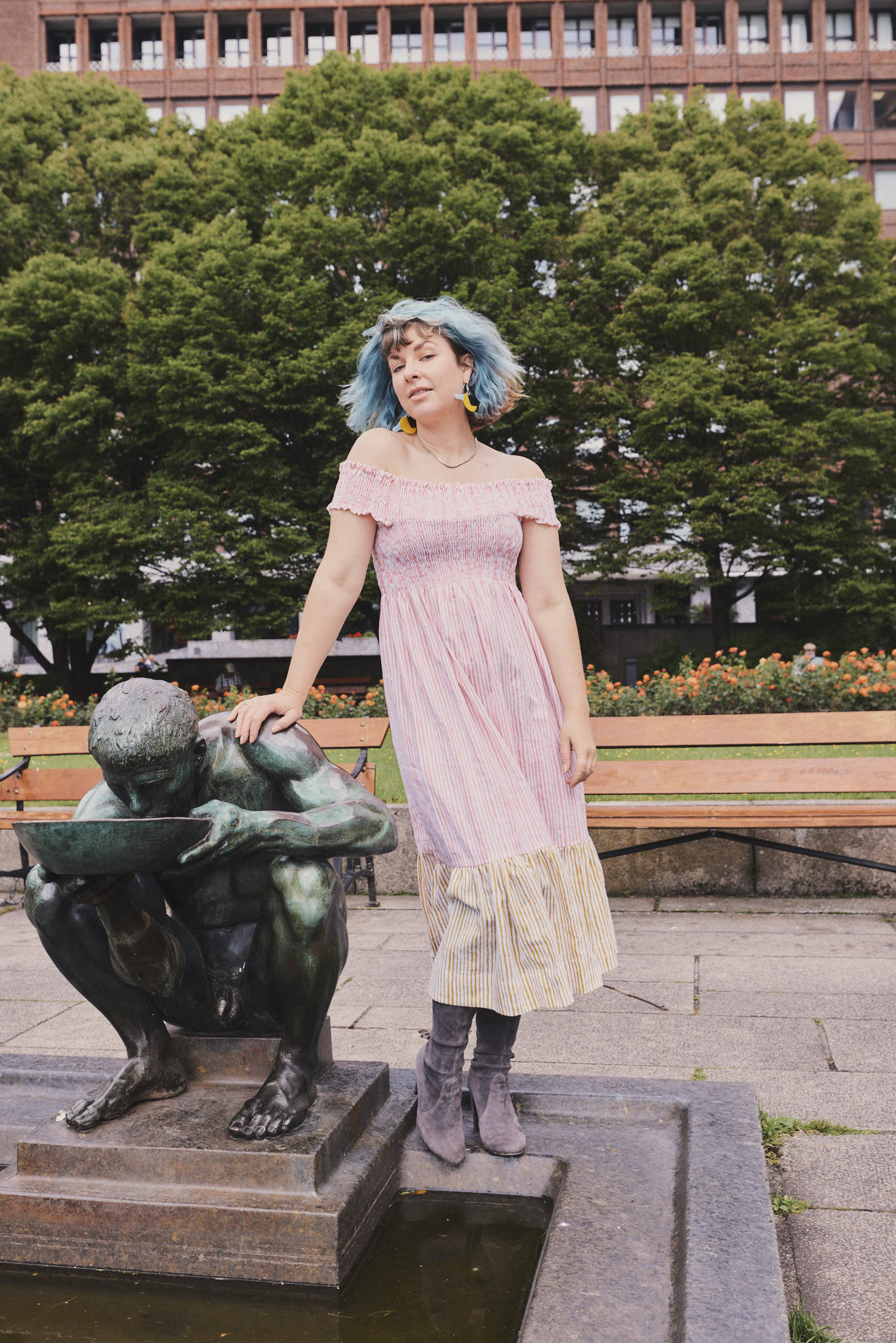 Linda - Stripet rød Lin