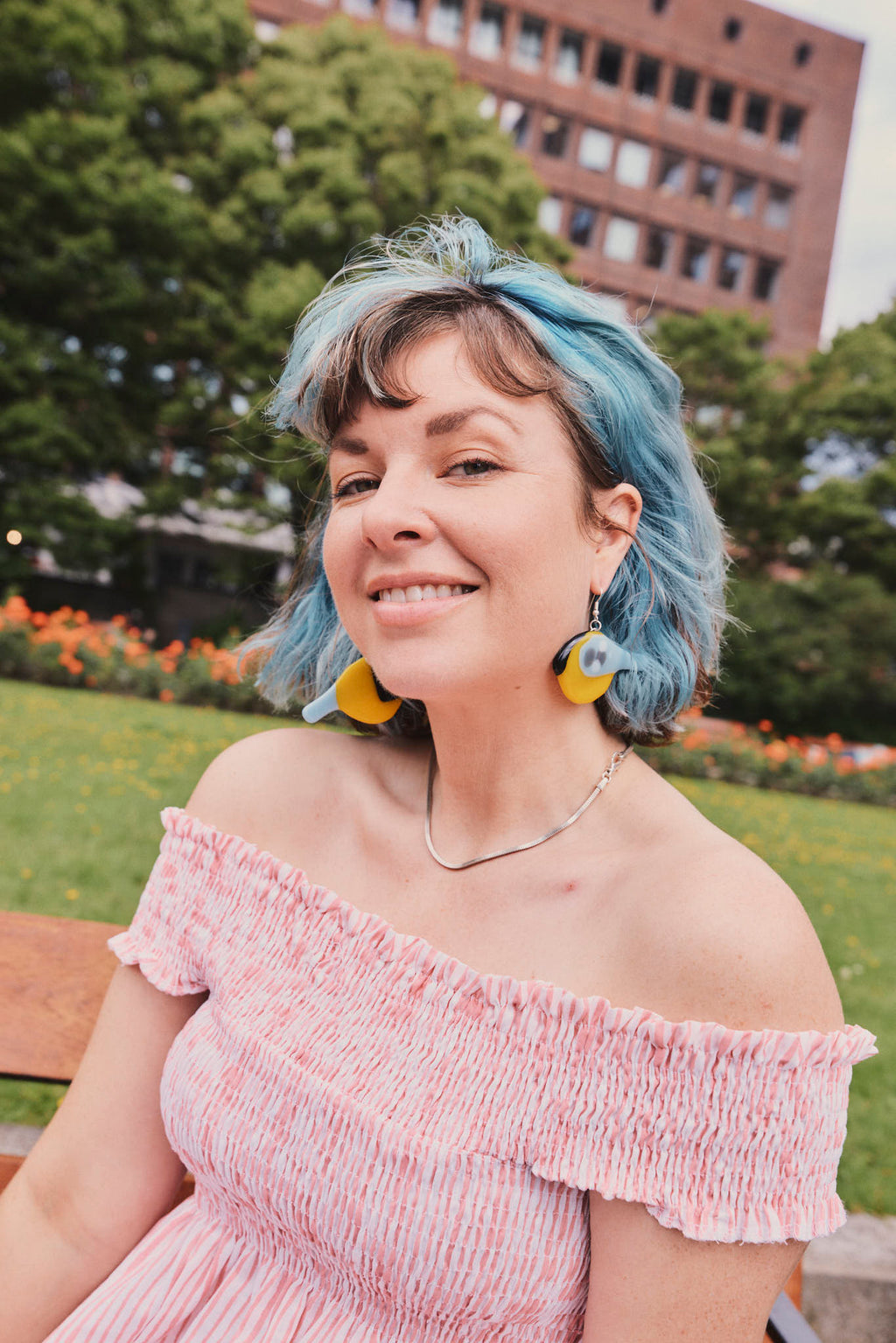 Linda - Stripet rød Lin