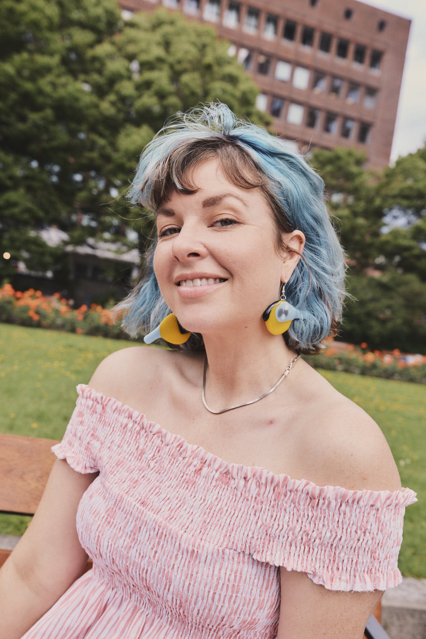 Linda - Stripet rød Lin