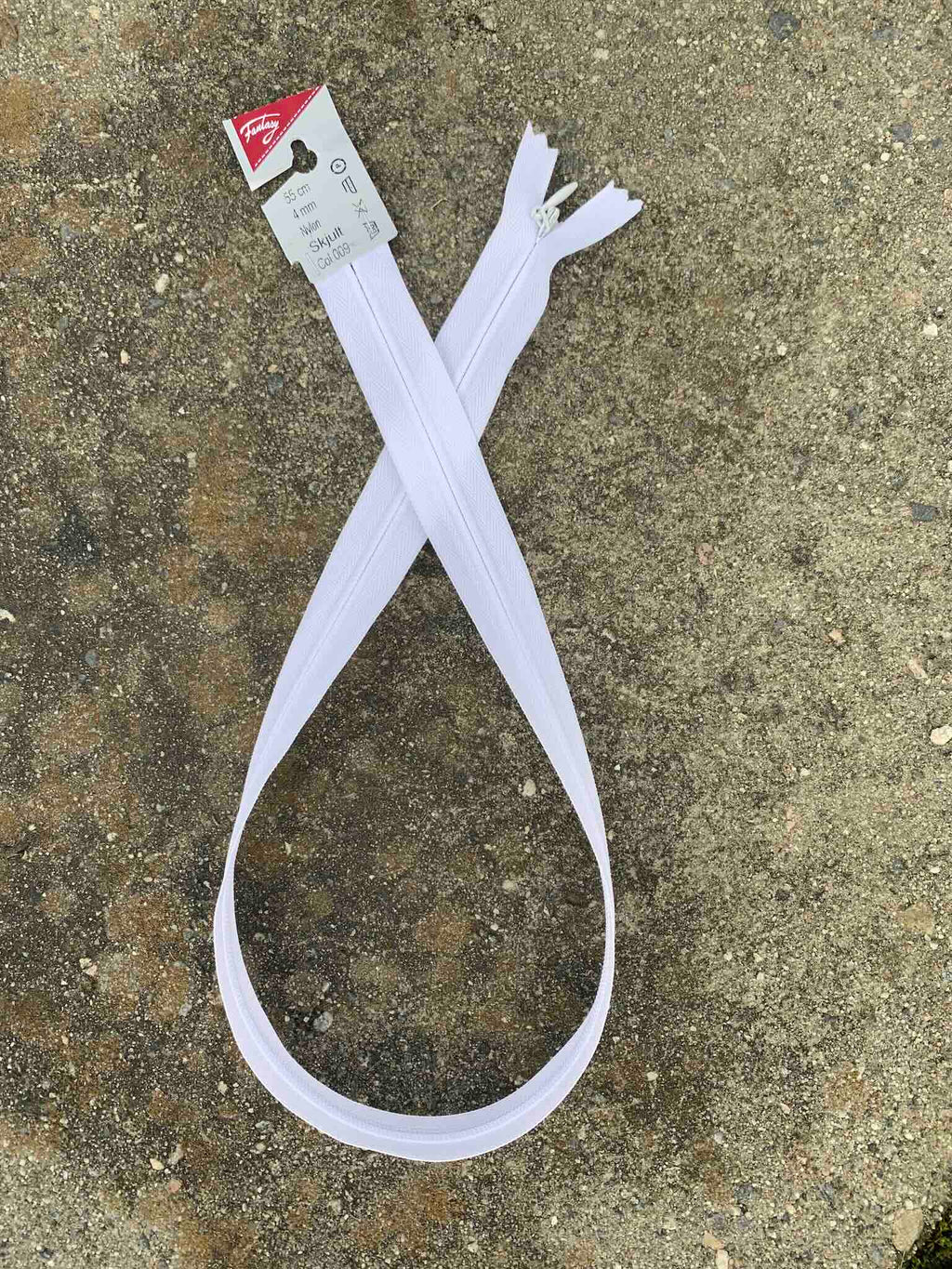 Glidelås skjult 55cm - Bleket hvit