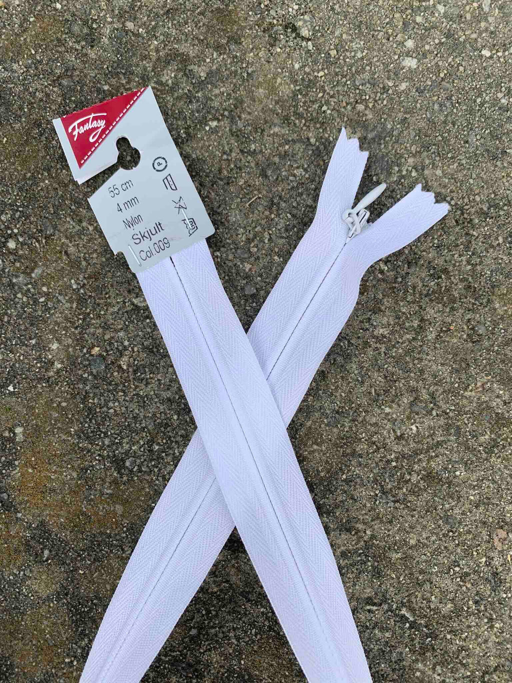 Glidelås skjult 55cm - Bleket hvit