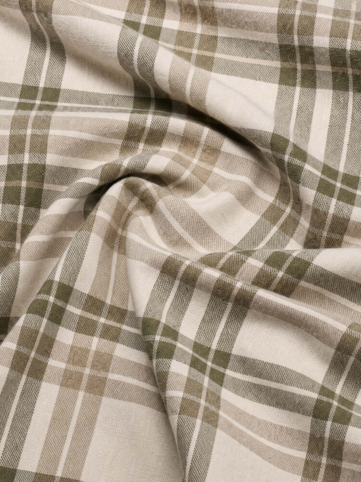 Bjørn flanell - Rutet beige/grønn