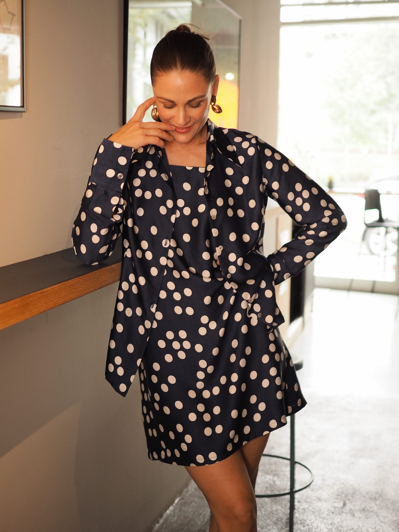 byTiMo - Dotted Blue Viskose Satin