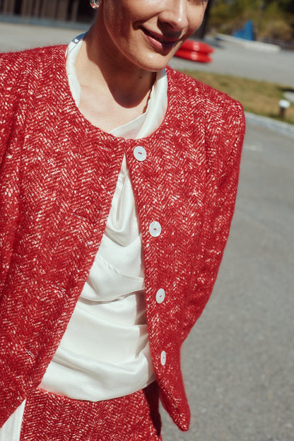 Diana - Rød Herringbone Ull