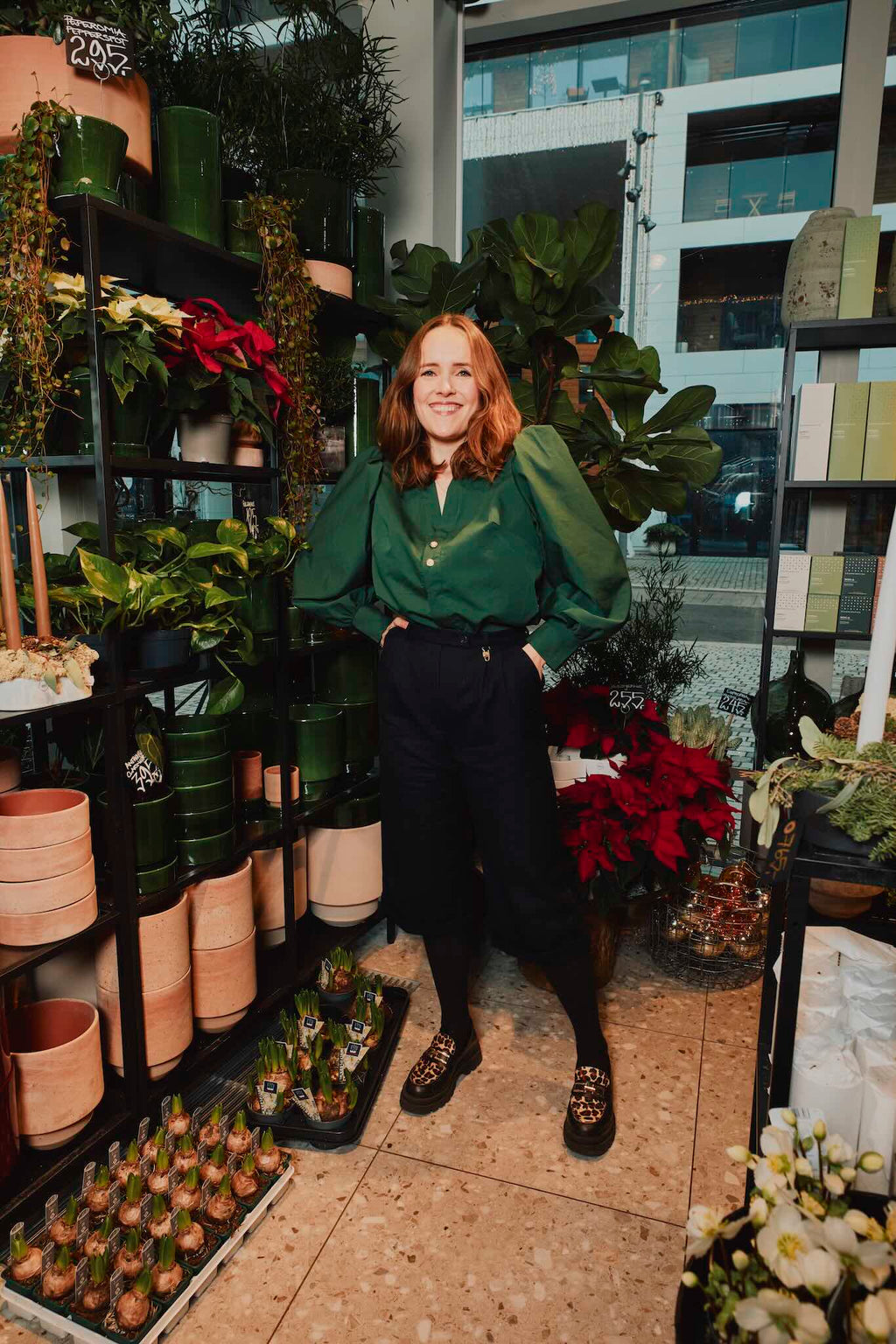 Lysneblusen mønster + Poplin lys blå