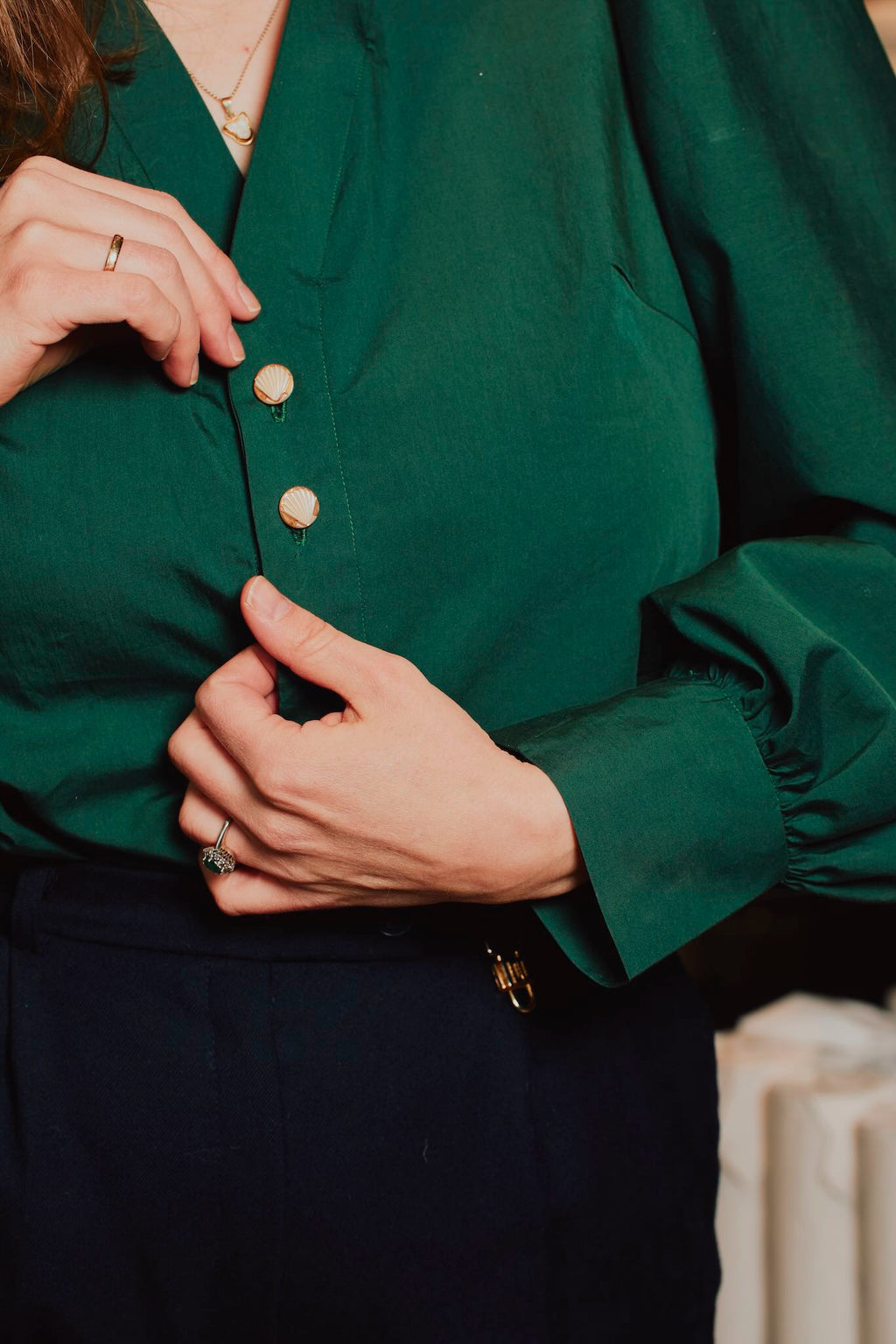 Lysneblusen mønster + Poplin lys blå