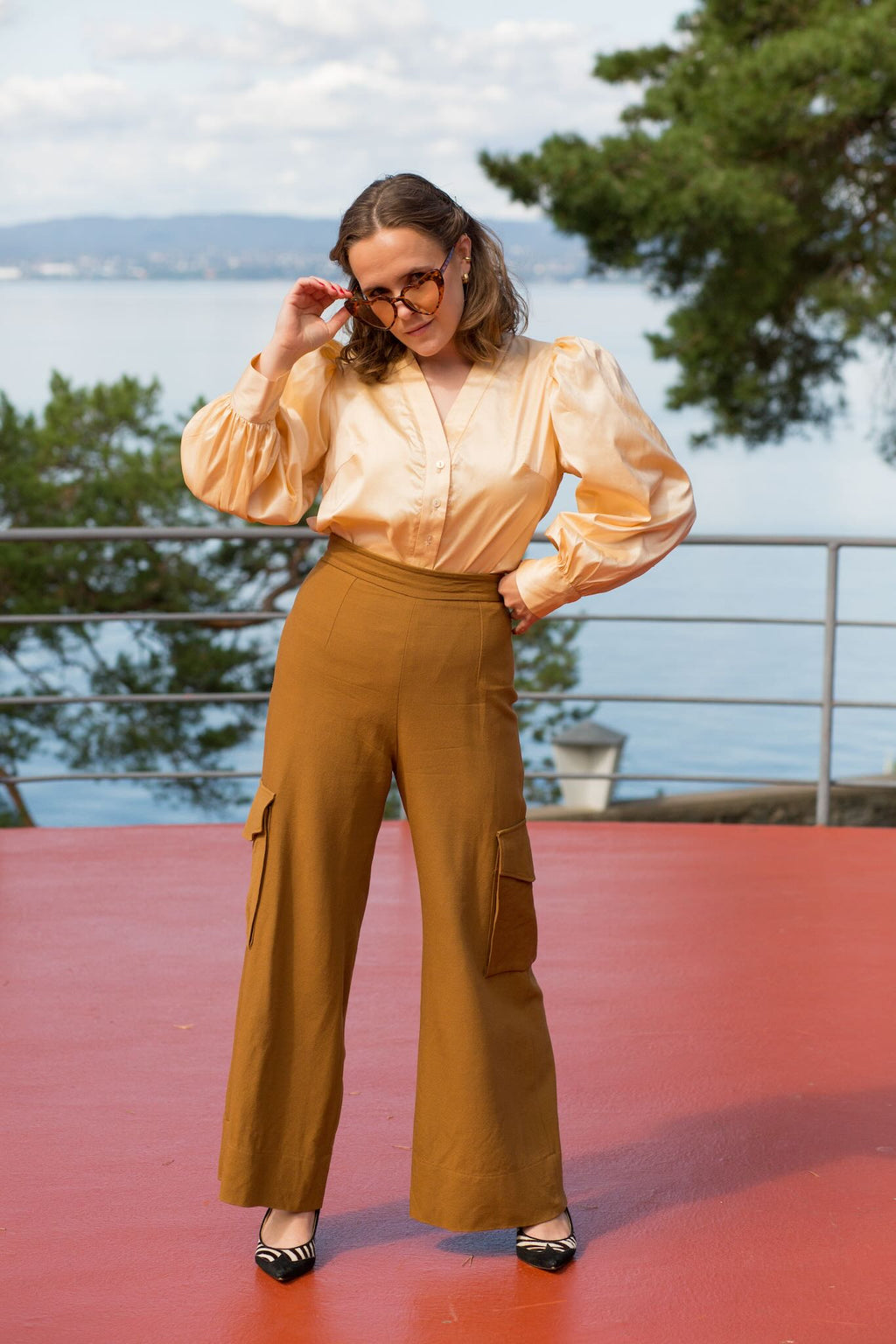 Lysneblusen mønster + Poplin lys blå