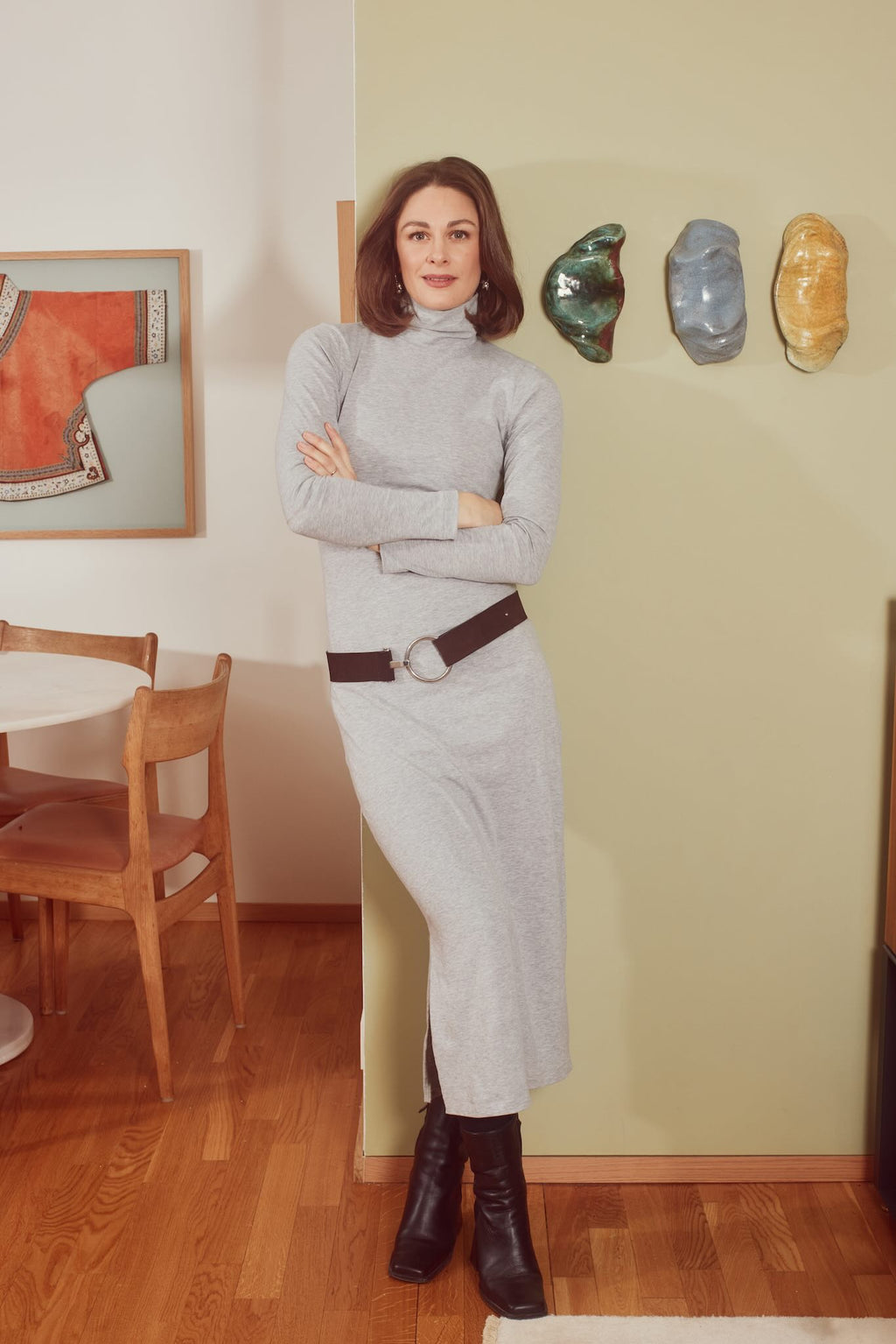 Tørtle mønster + Jersey rib taupe stoff