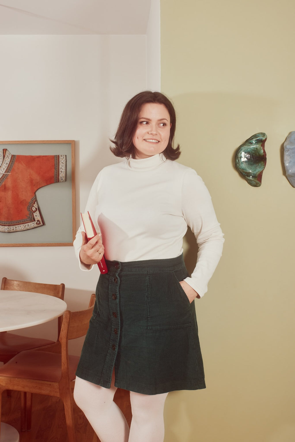 Tørtle mønster + Jersey rib taupe stoff