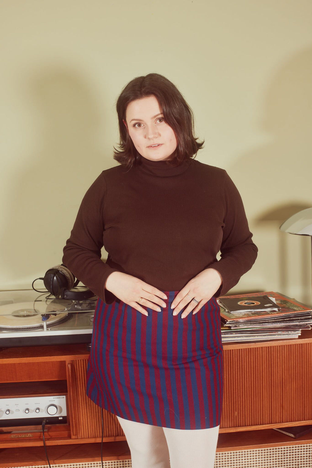 Tørtle mønster + Jersey rib taupe stoff