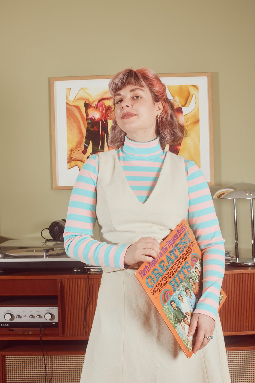 Tørtle mønster + Jersey rib taupe stoff