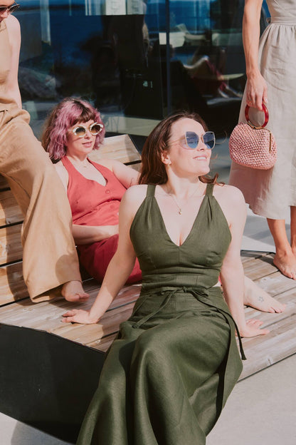 Marilyn mønster + Linda Mørk oliven Lin