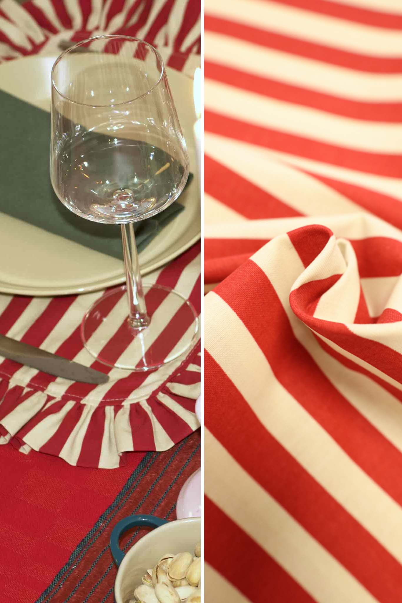 Bordbrikke + Sandvika striper rød