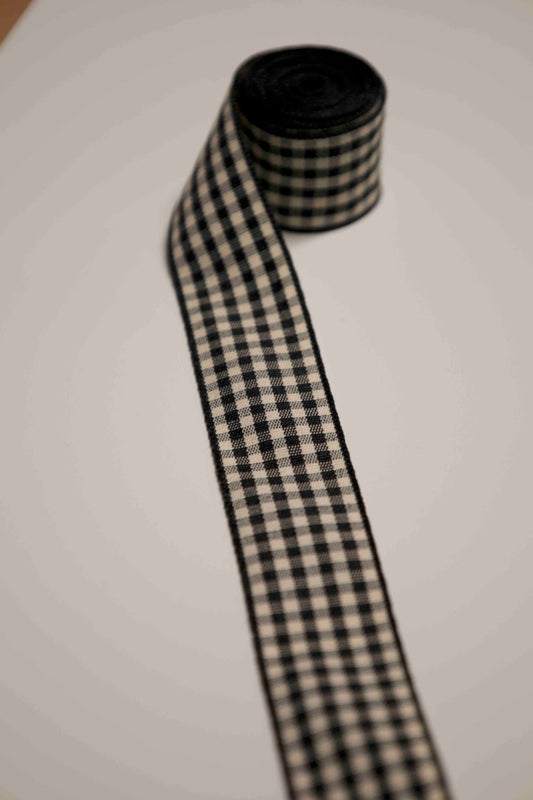 Bånd m/ Pepitaruter, 25 mm Sort