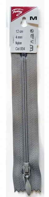 Glidelås 15 cm, 004 grå