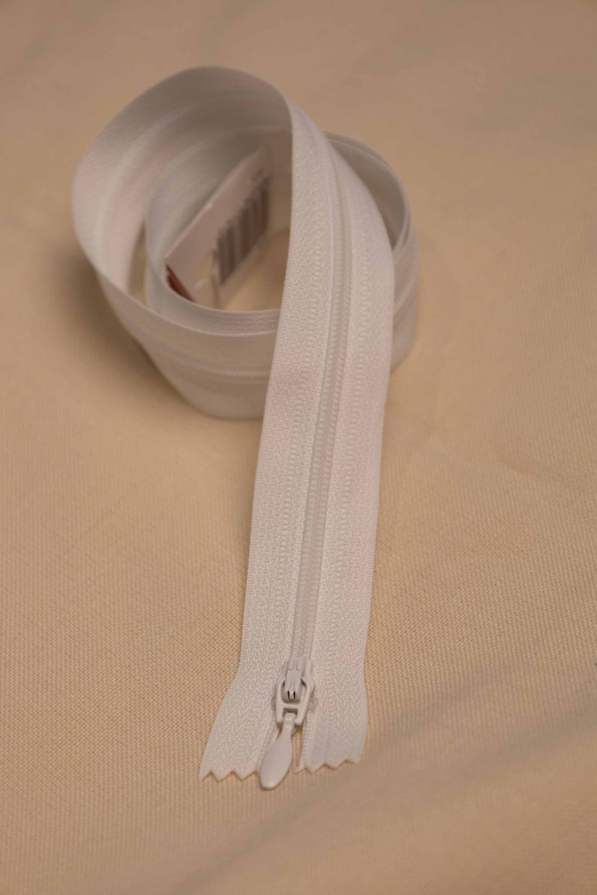 Glidelås 40 cm - 009 Hvit